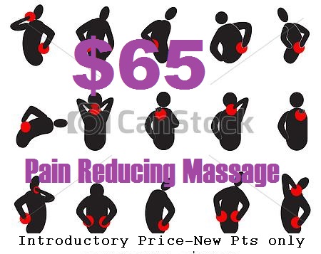 pain reduction massage,
new patient special